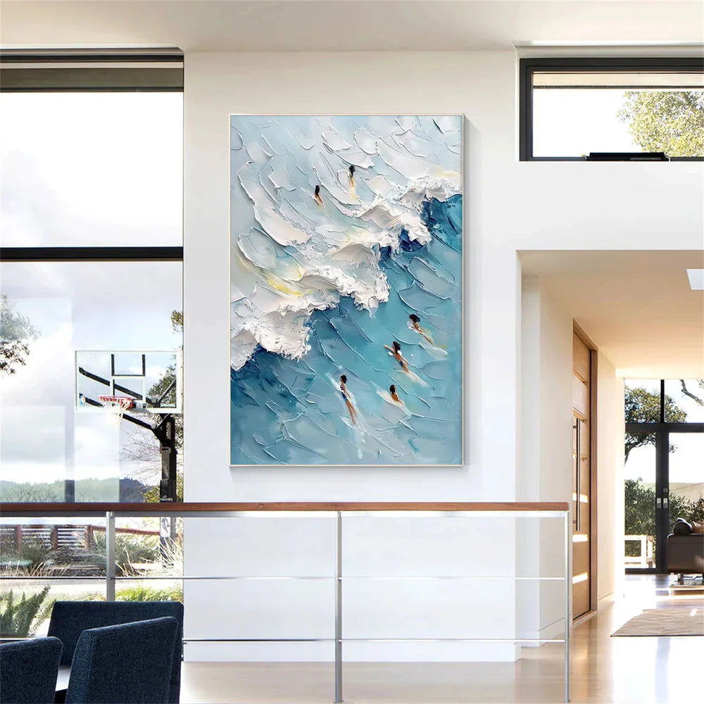 Swimming Sport Textured Canvas Painting #PB024