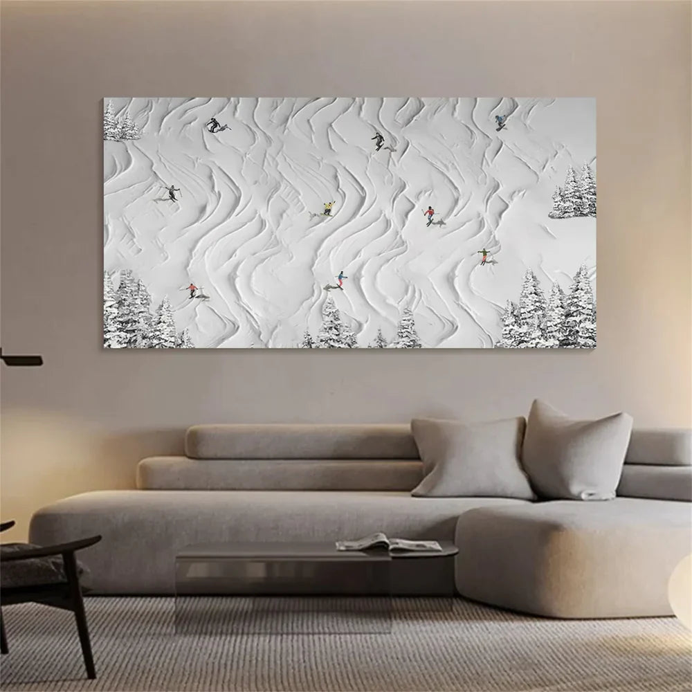 Skiing Sport Textured Canvas Painting #PB001