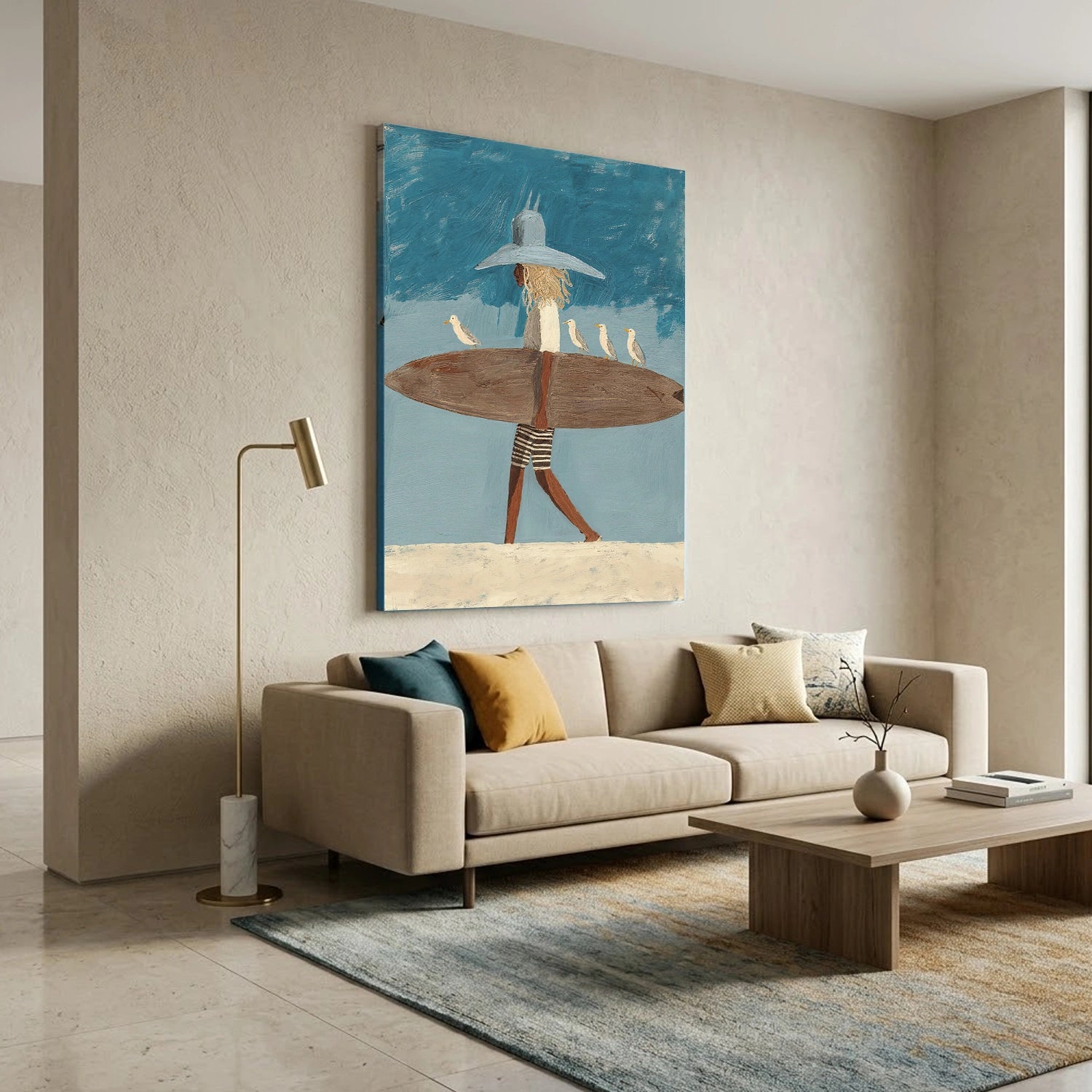 Surfing Sport Textured Canvas Painting #PB091