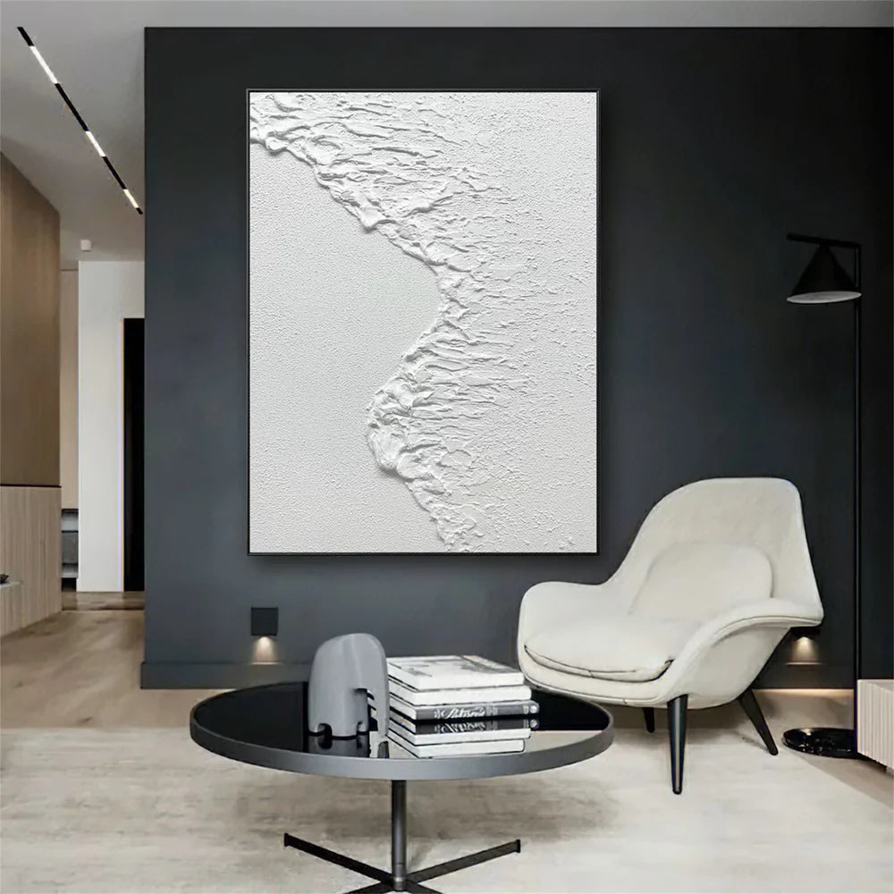 White Minimalist Textured Wall Art #WM022