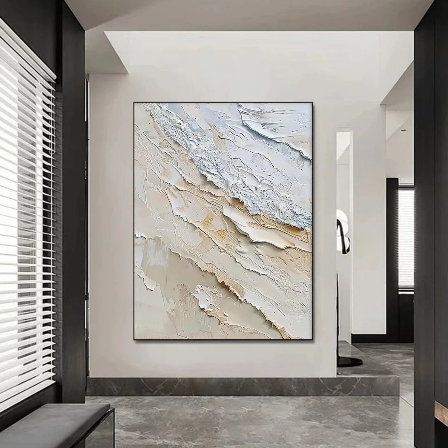 Abstract Ocean And Sky Textured Canvas Art #OC120