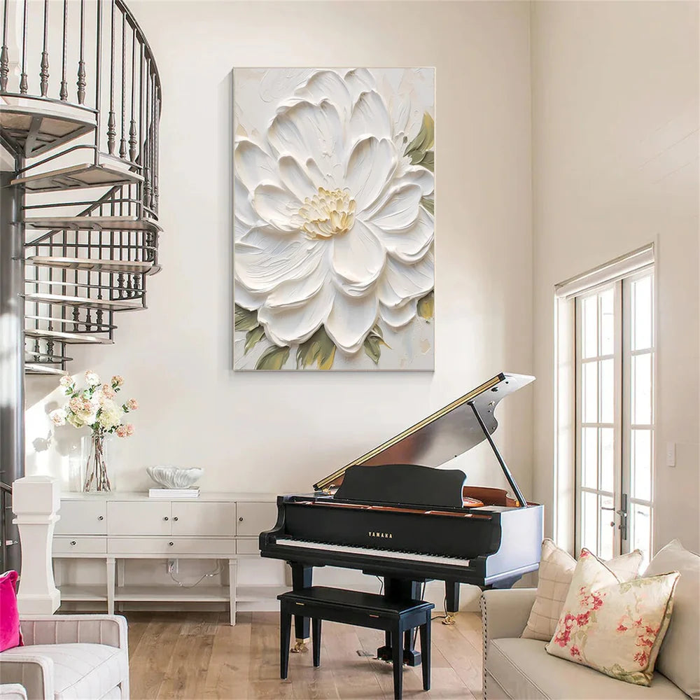 Minimalist Flower And Tree Textured Canvas Art #MF025