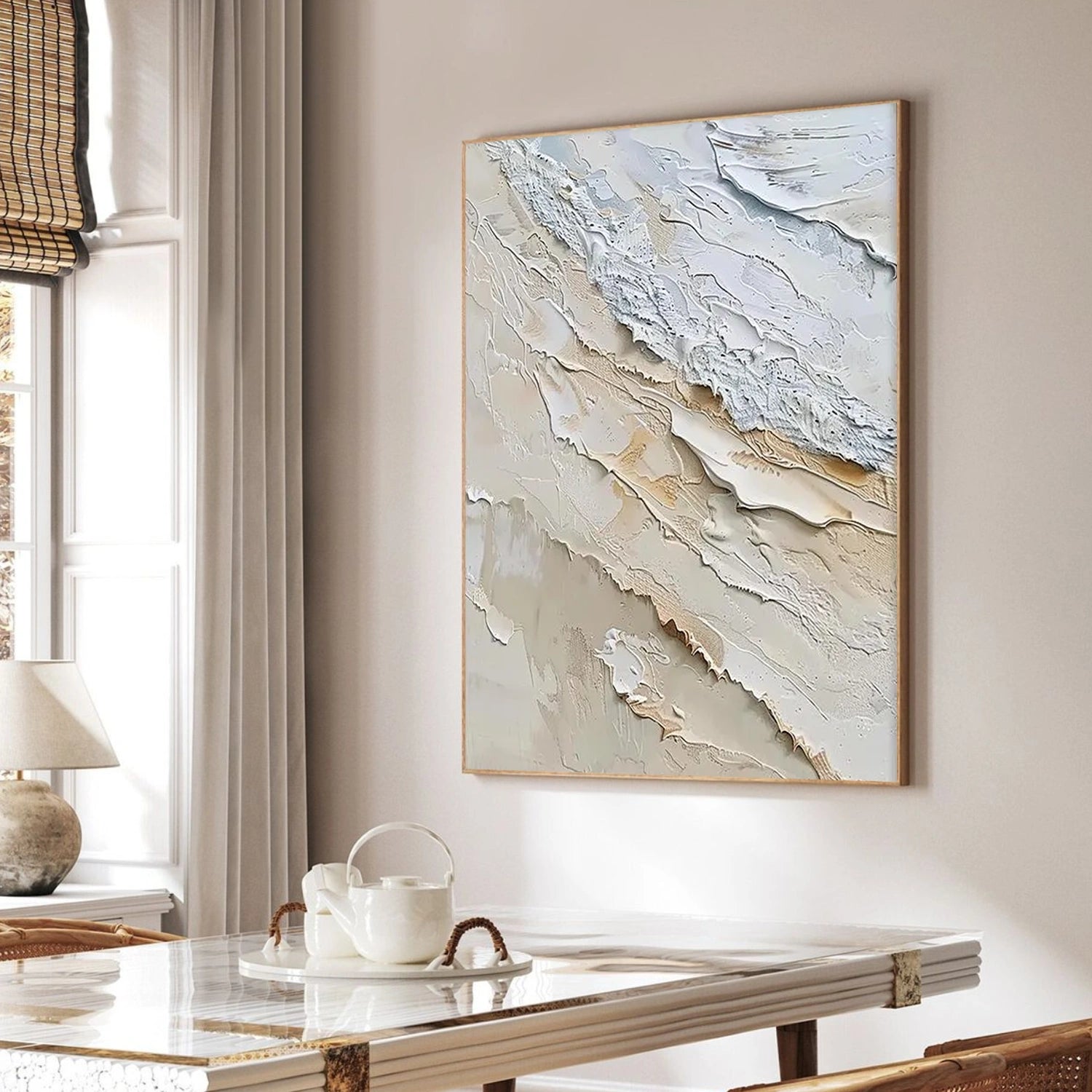 Abstract Ocean And Sky Textured Canvas Art #OC120