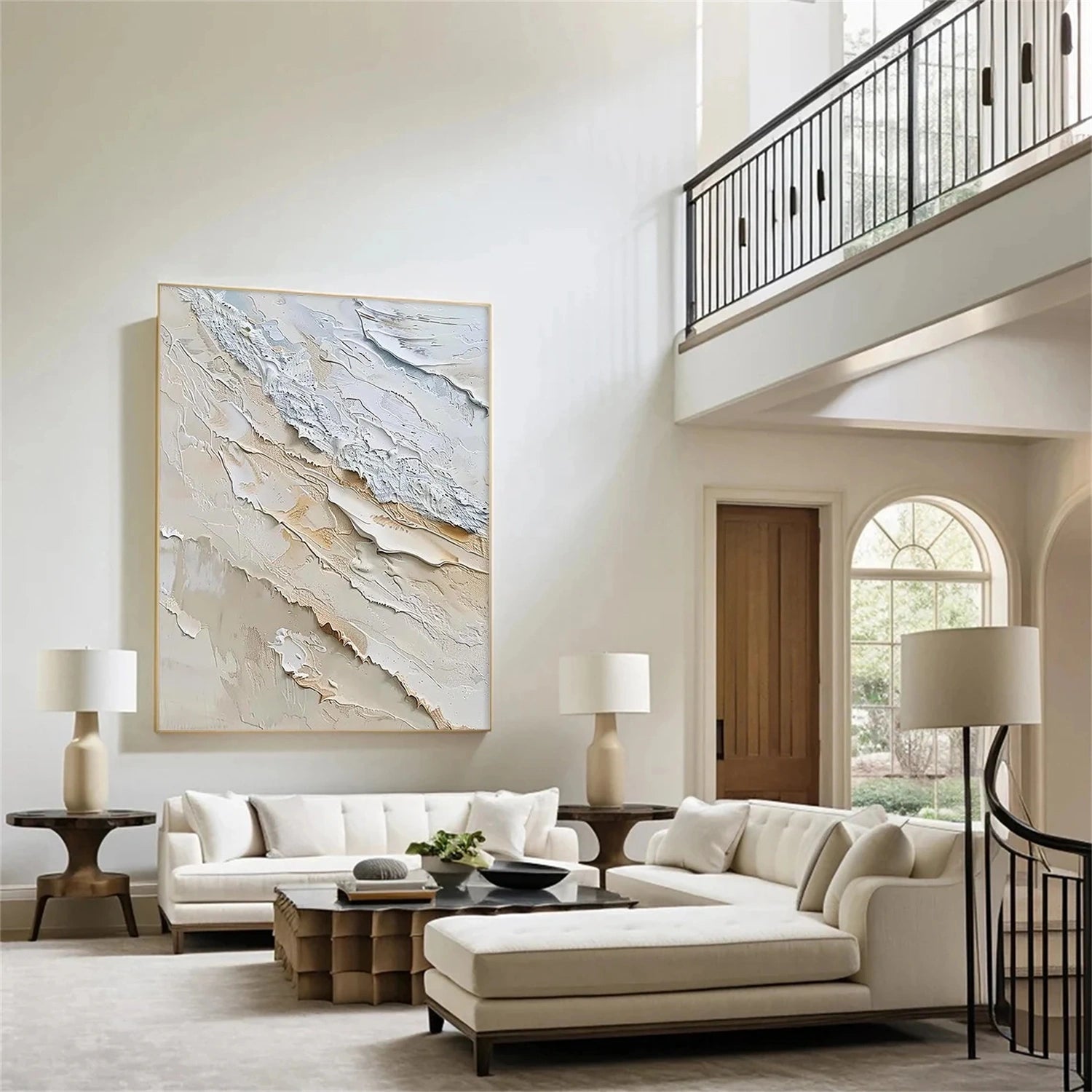 Abstract Ocean And Sky Textured Canvas Art #OC120