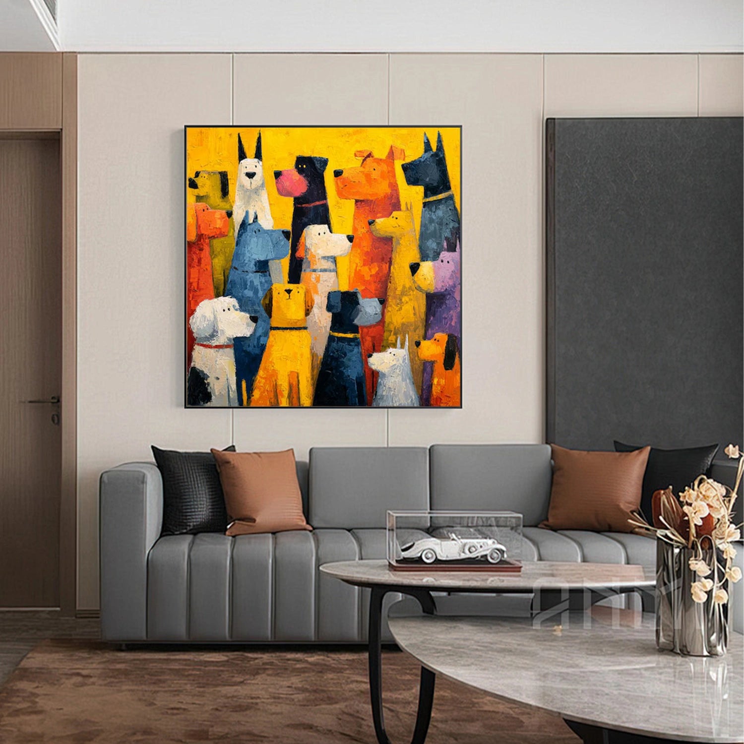 Abstract Animal Dog Canvas Art #DW099