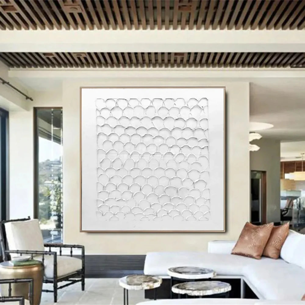 White Minimalist Textured Wall Art #WM064