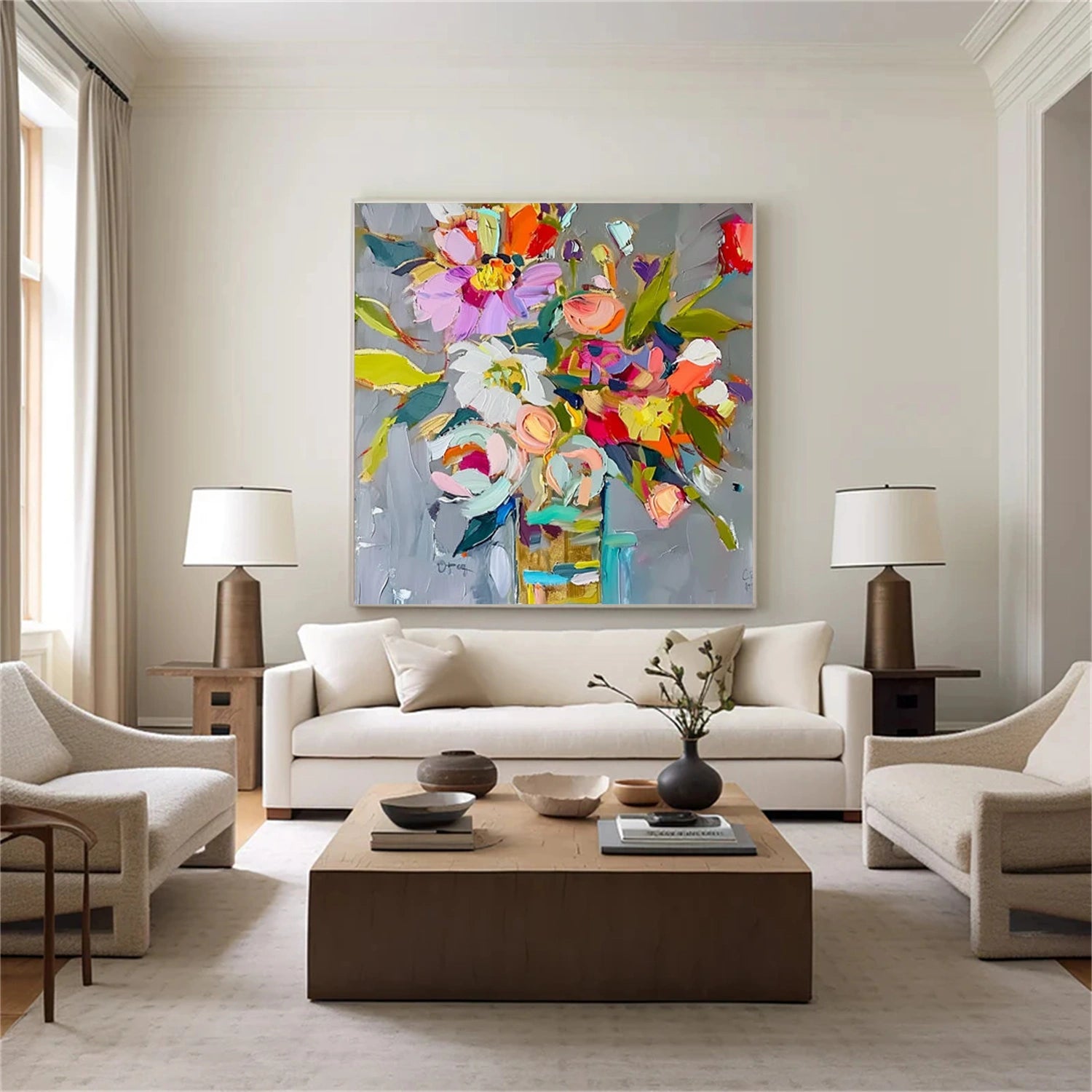 Colorful Abstract Flower And Tree Canvas Art #MF127