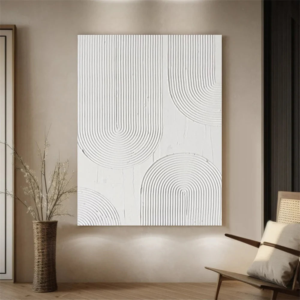 White Minimalist Textured Wall Art #WM070