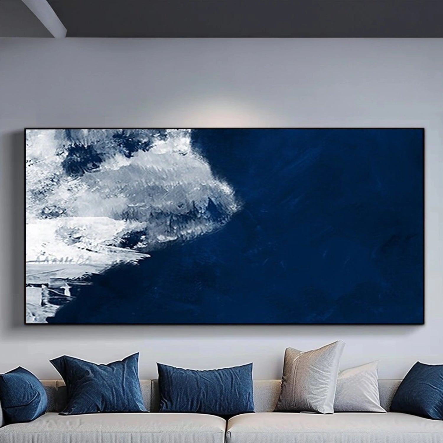 Blue and White Minimalist Canvas Art #WM097