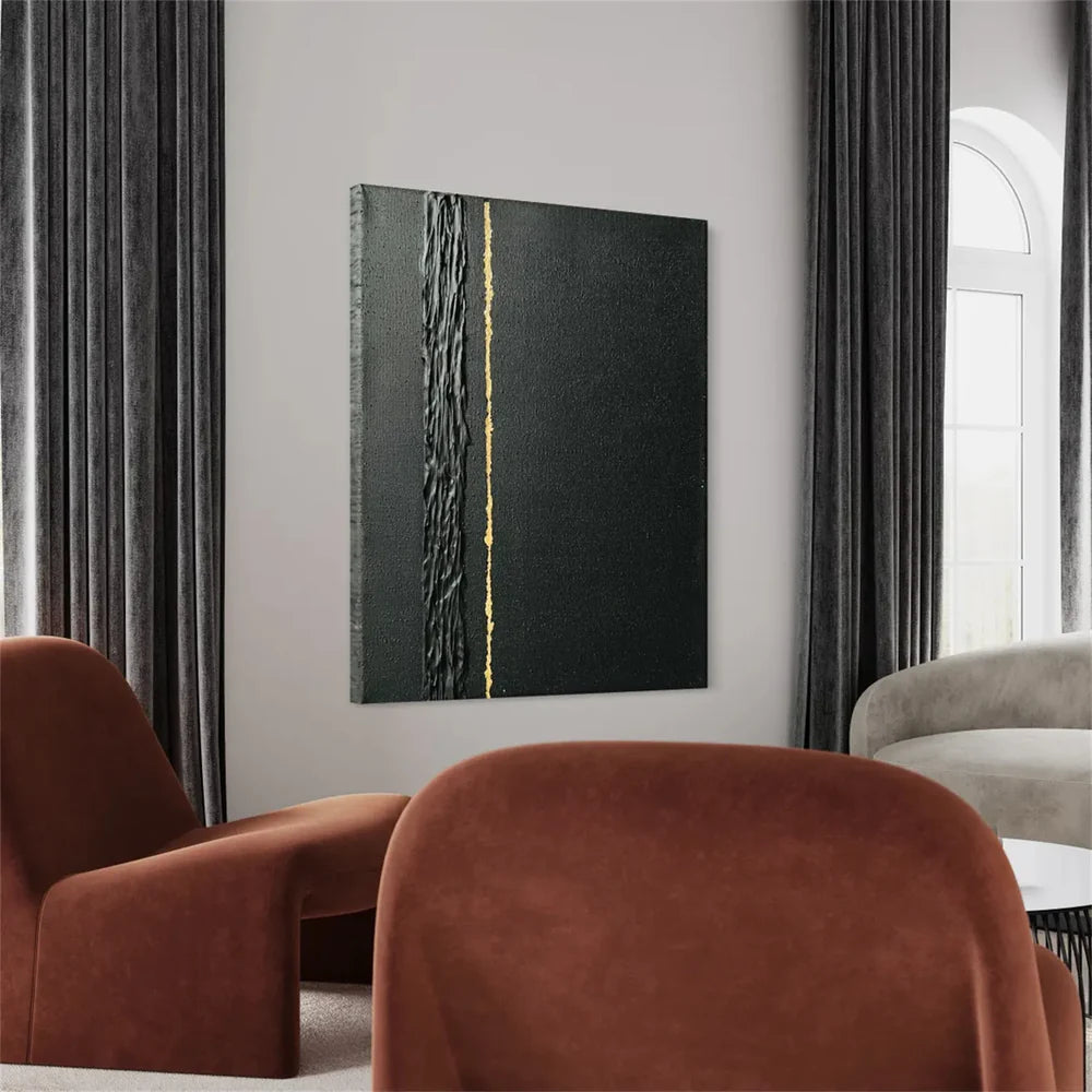 Black Minimalist Textured Canvas Art #WZ068
