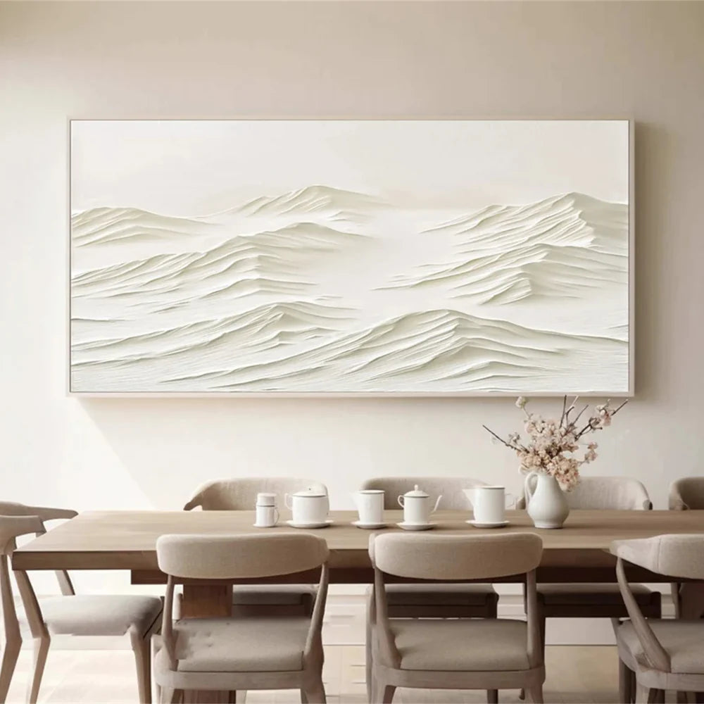 Beige Minimalist Mountain Textured Canvas Art #BT027