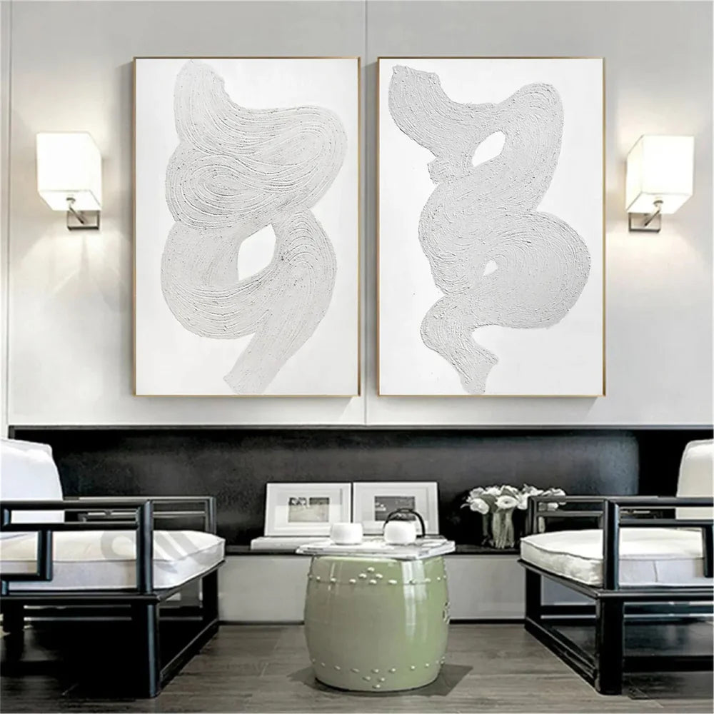 White Minimalist Wall Art Set of 2 #WM044