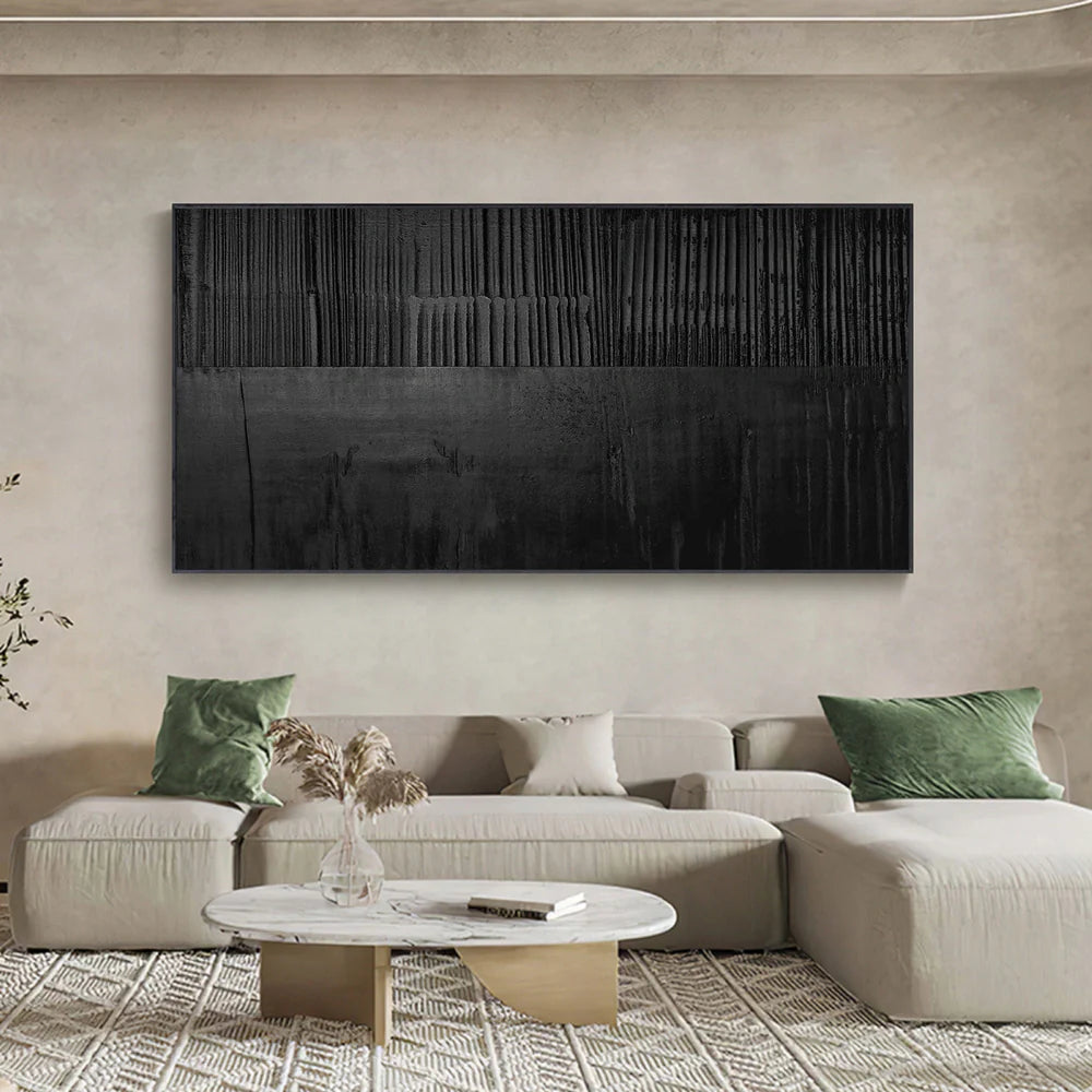 Black Minimalist Textured Canvas Art #WZ028