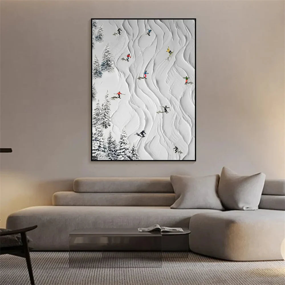 Skiing Sport Textured Canvas Painting #PB007
