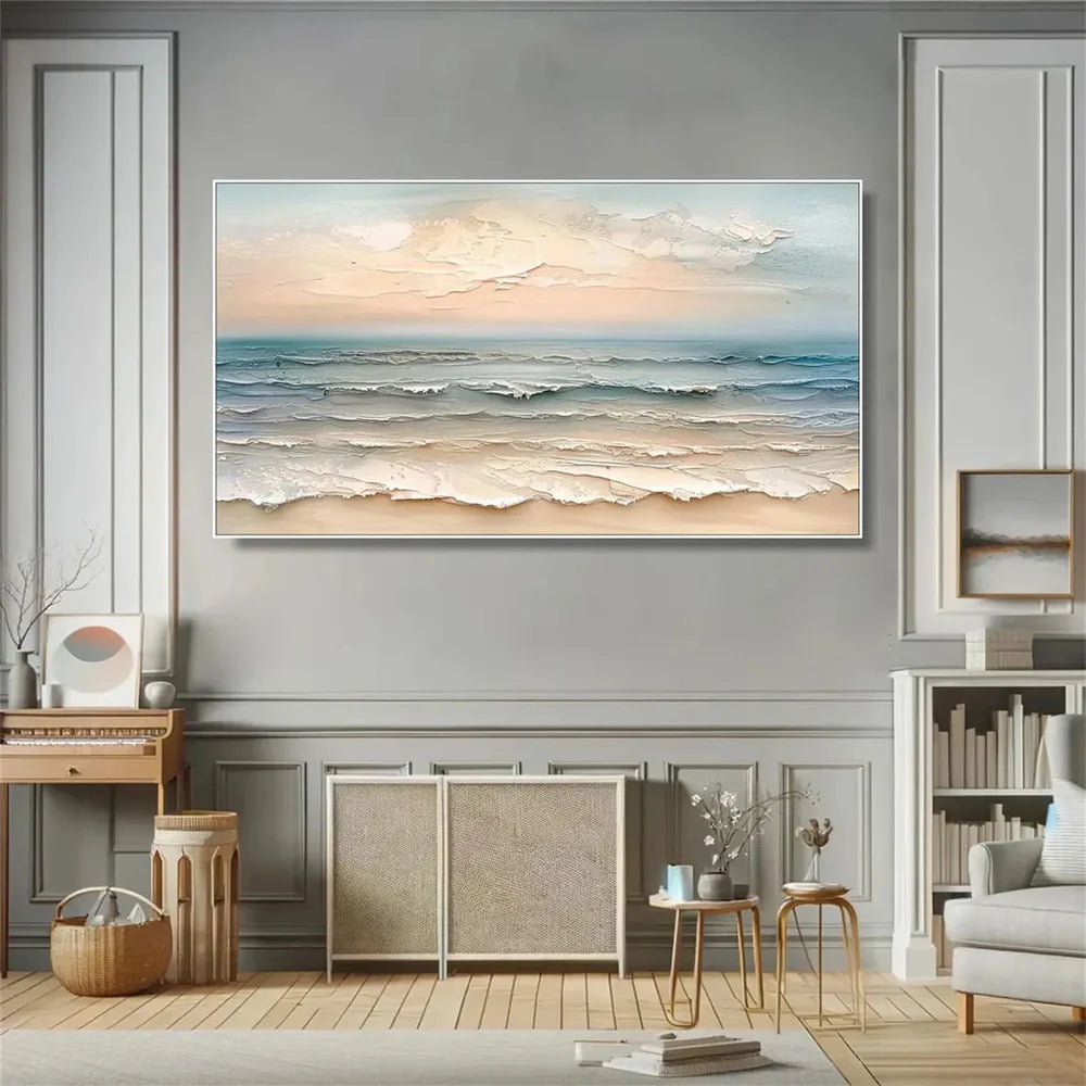 Colorful Abstract Ocean And Sky Textured Canvas Art # OC008