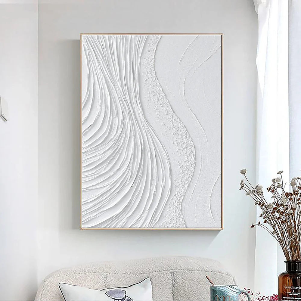 White Minimalist Textured Wall Art #WM005