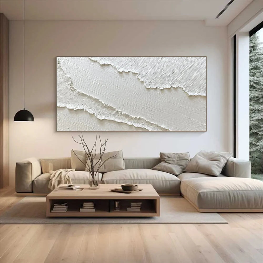 White Minimalist Textured Wall Art #WM058