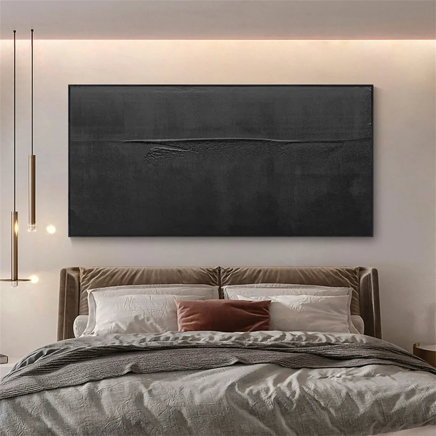 Black Minimalist Textured Canvas Art #WZ076