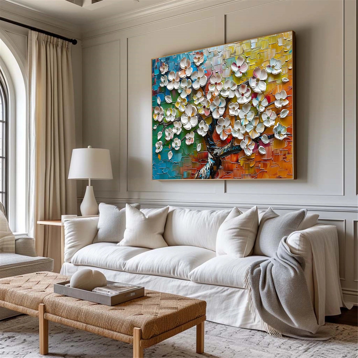 Abstract Flower And Tree Textured Canvas Art  #MF141