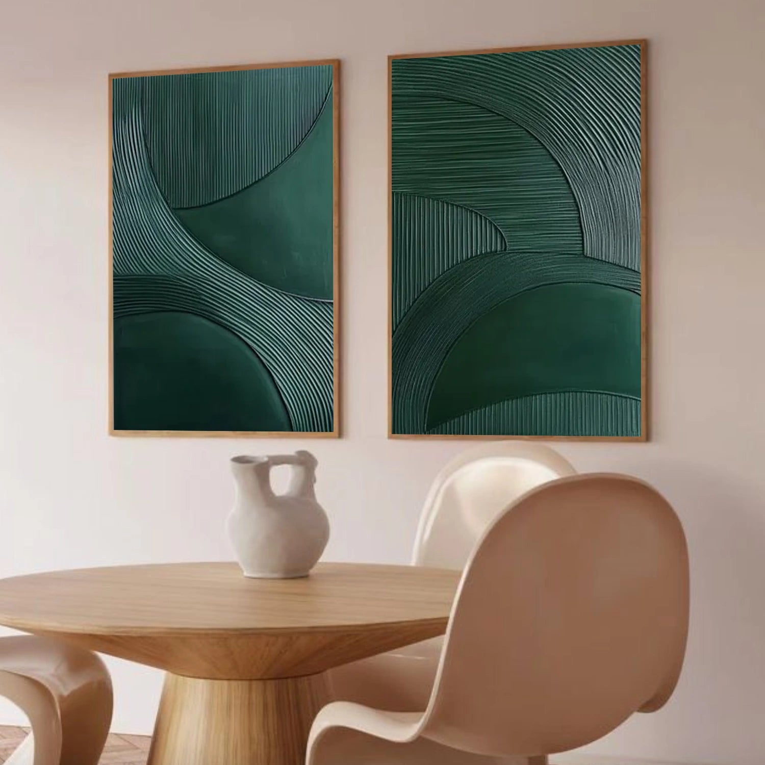 Green Minimalist Textured Canvas Art Set of 2 #WM113