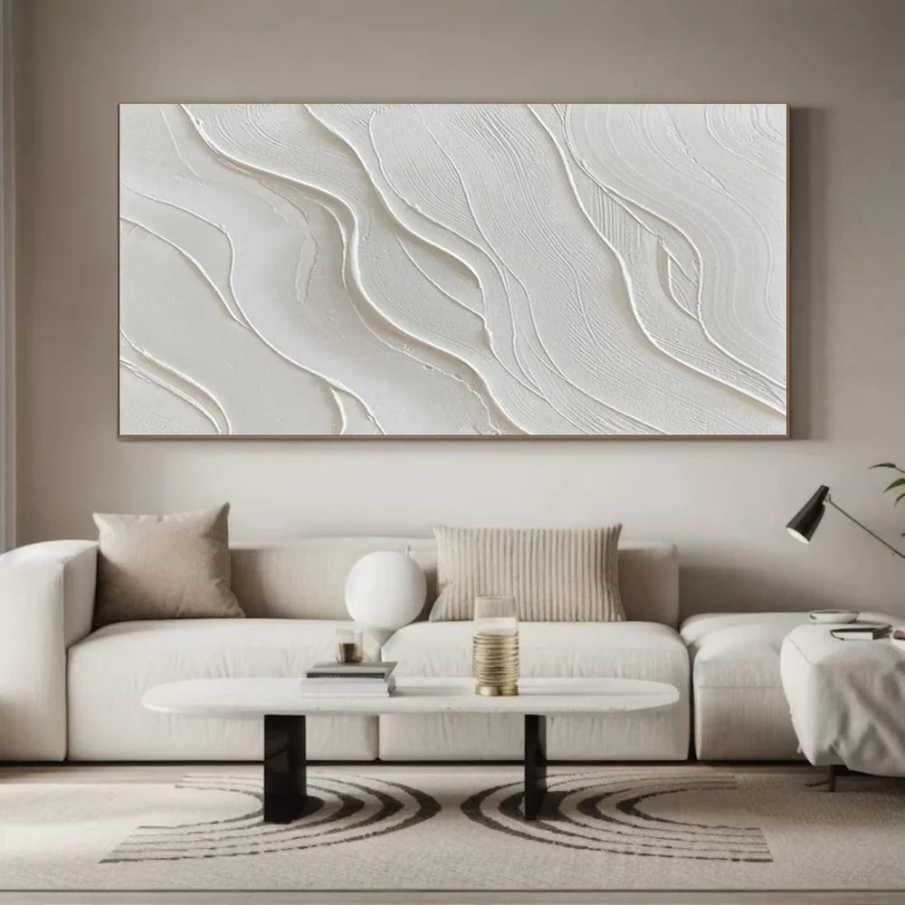 White Minimalist Textured Wall Art #WM021