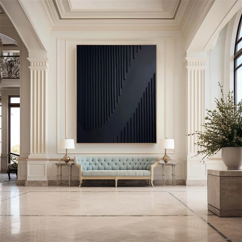 Black Minimalist Textured Canvas Art #WZ079