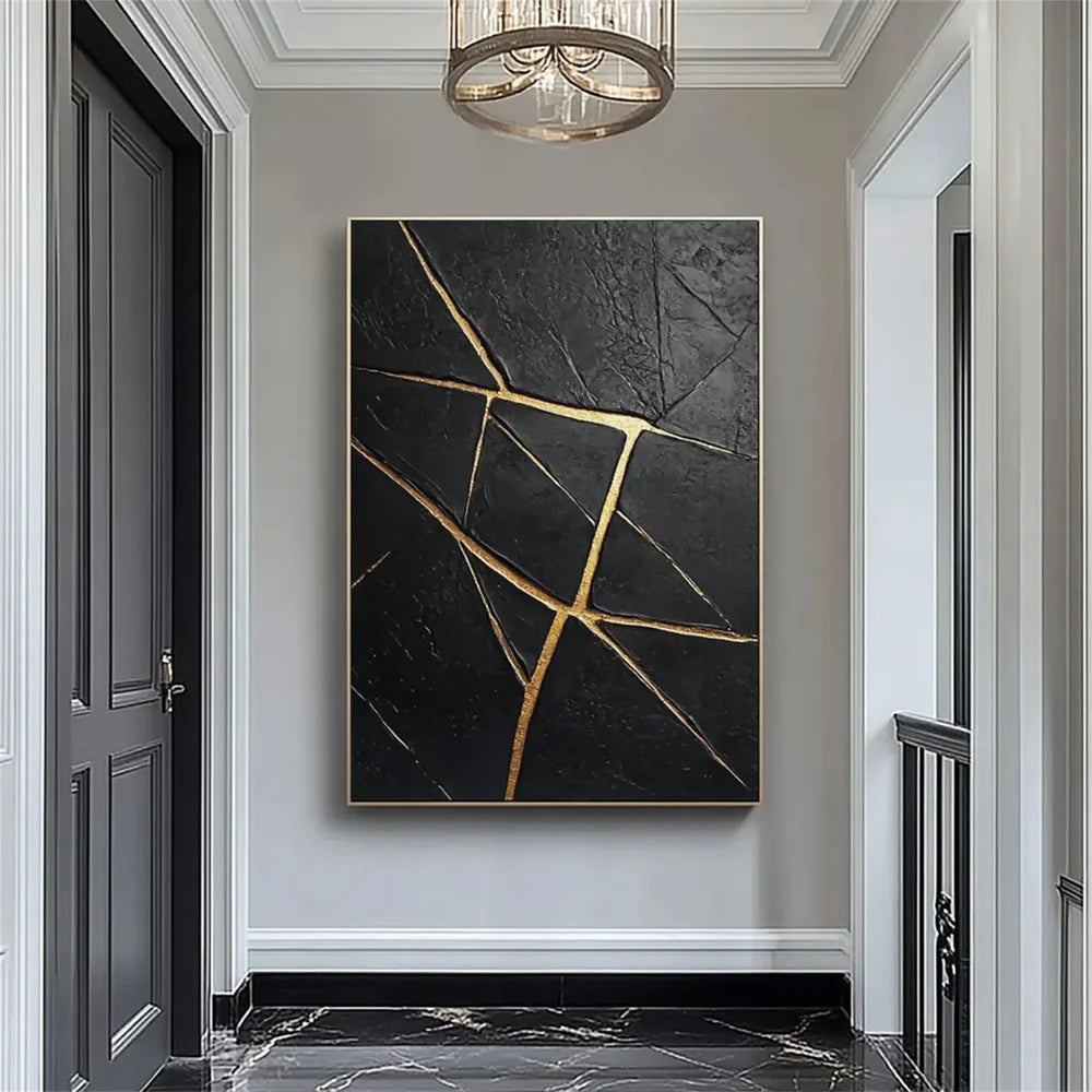 Black Minimalist Textured Canvas Art #WZ092
