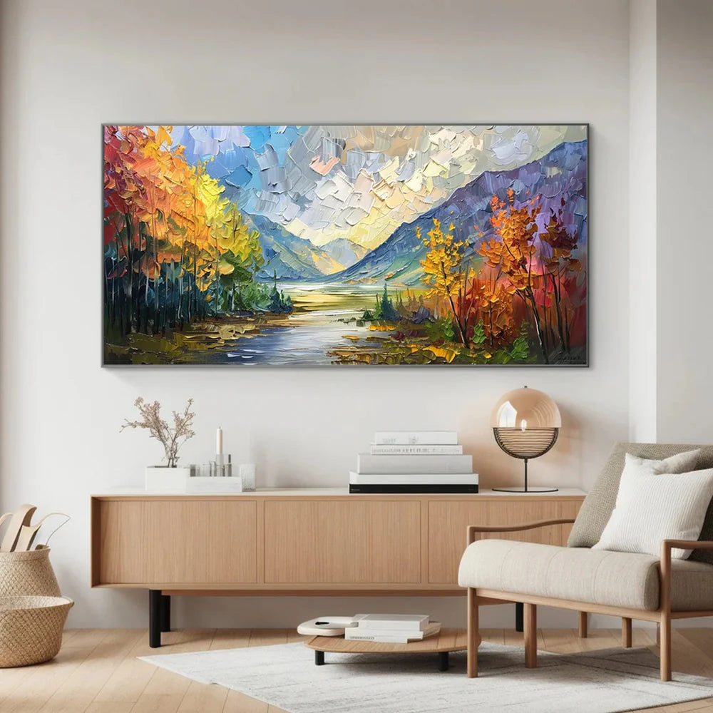 Colorful Abstract Flower And Tree Textured Canvas Art #MF063