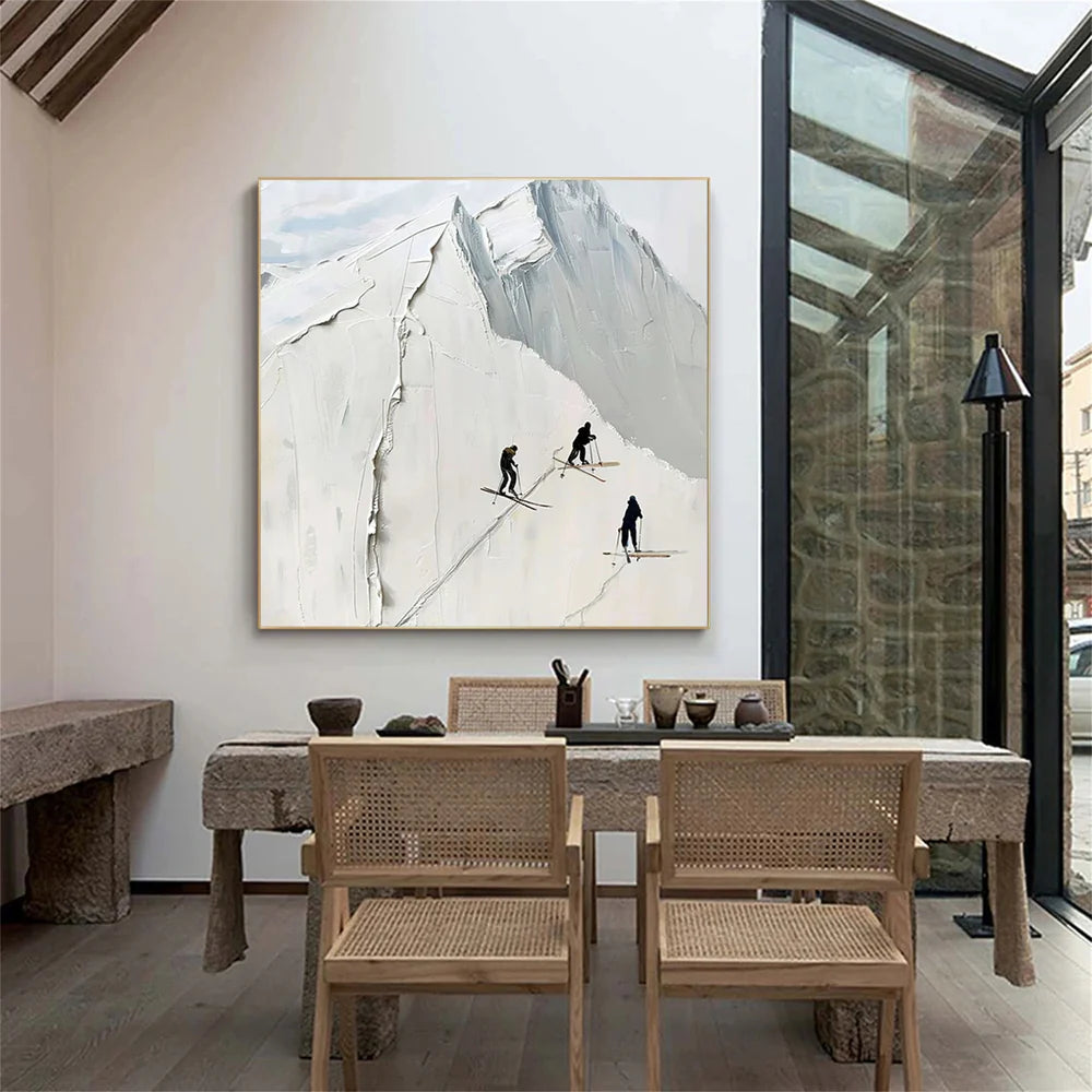 Skiing Sport Textured Canvas Painting #PB008