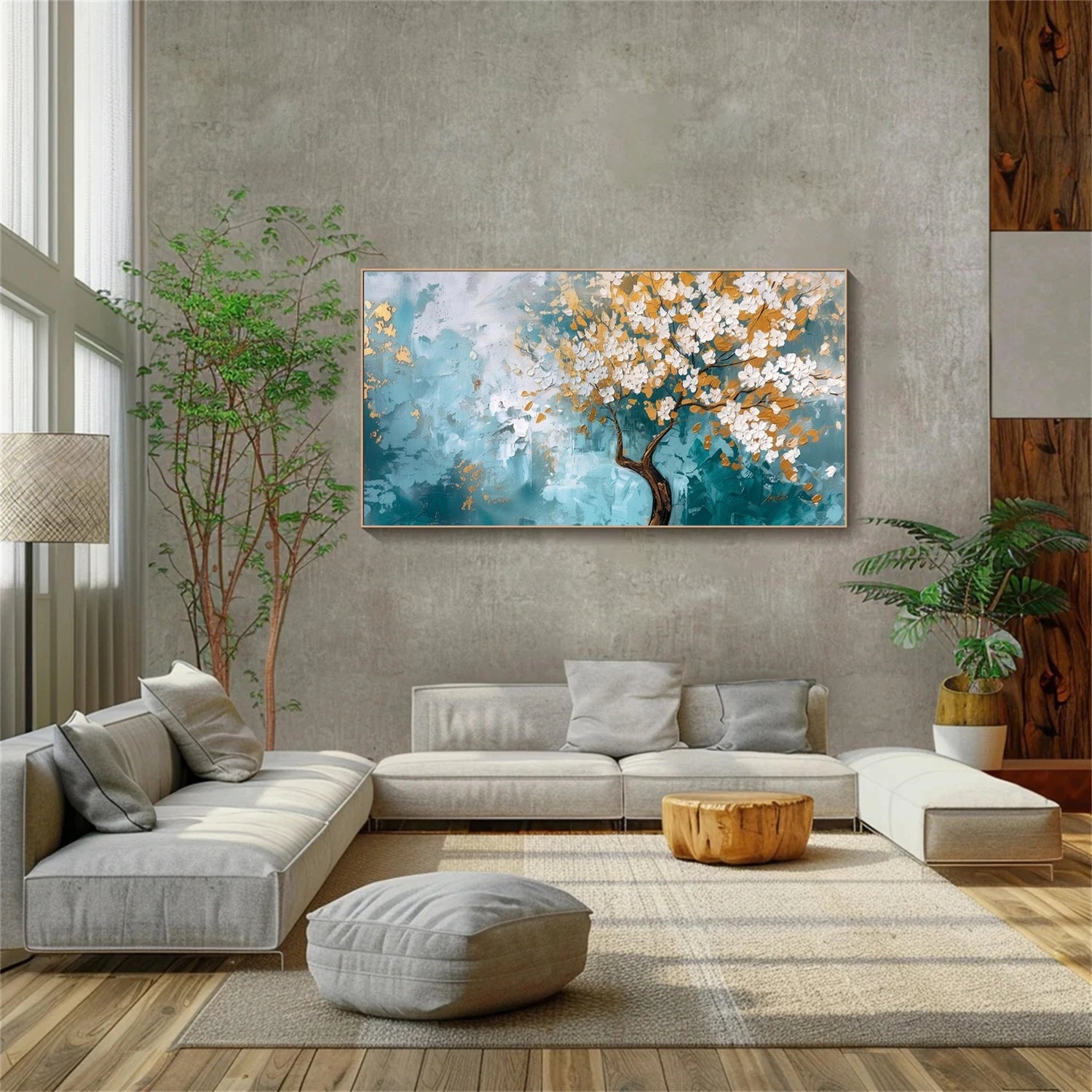 Abstract Flower And Tree Textured Canvas Art  #MF142