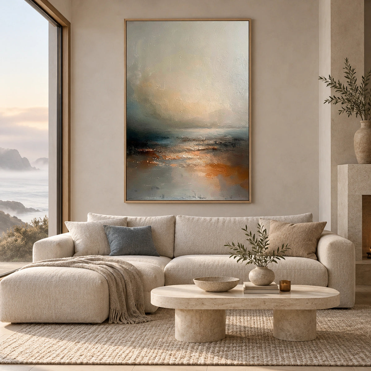Abstract Ocean And Sky Canvas Art #OC236