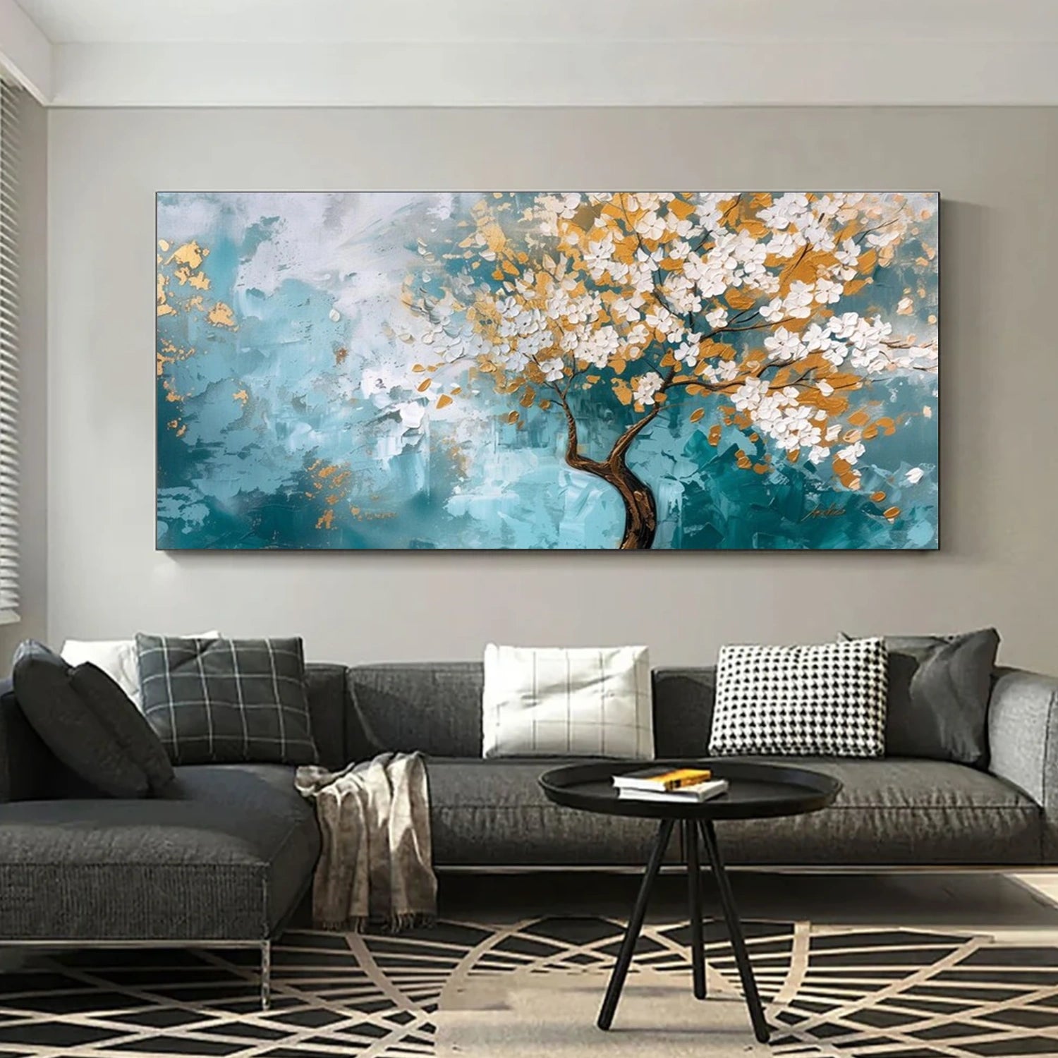 Abstract Flower And Tree Textured Canvas Art  #MF142