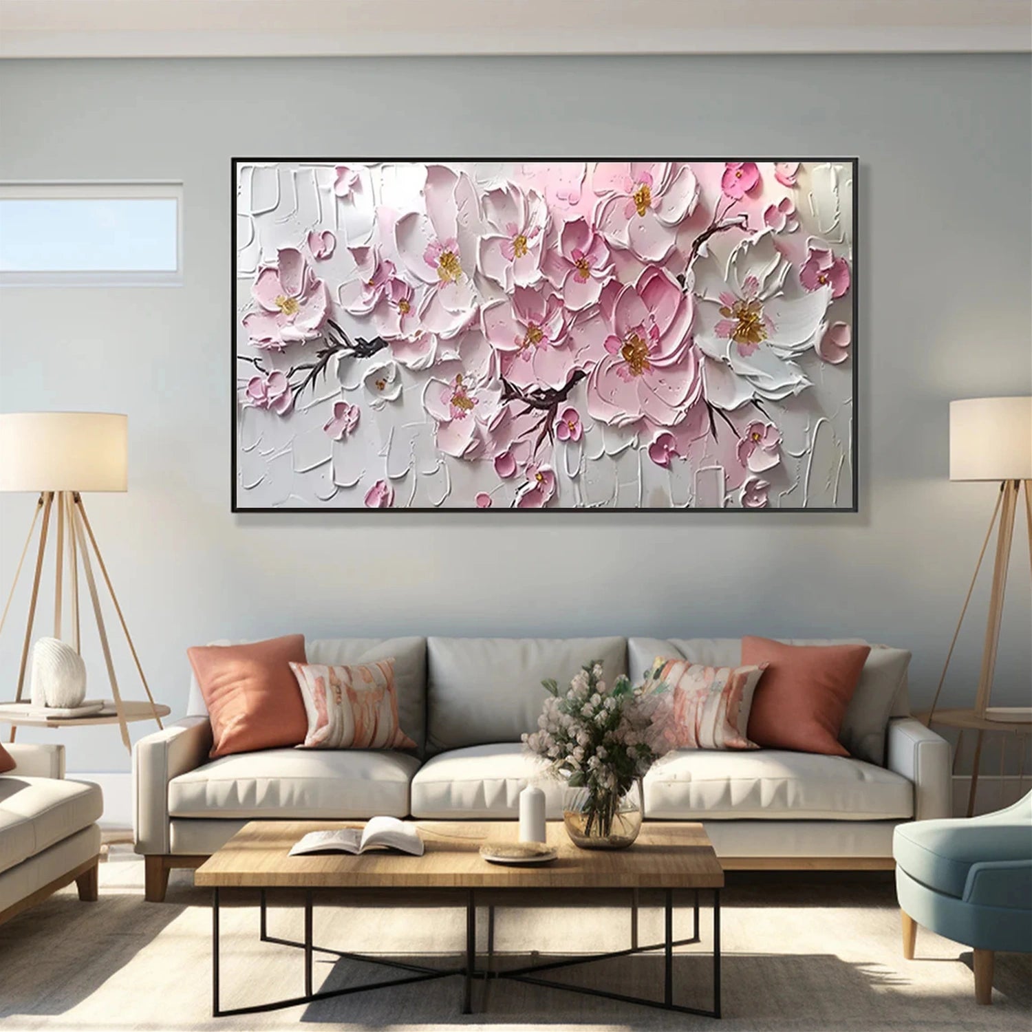 Abstract Flower And Tree Textured Canvas Art  #MF143