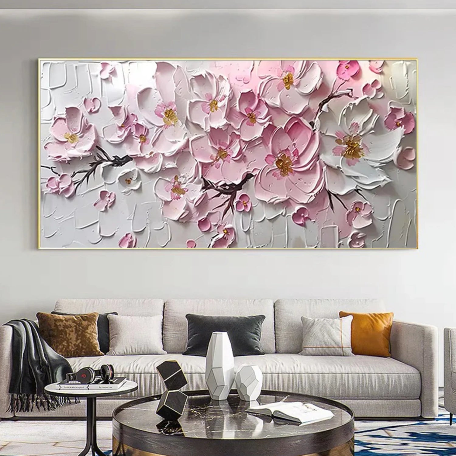 Abstract Flower And Tree Textured Canvas Art  #MF143
