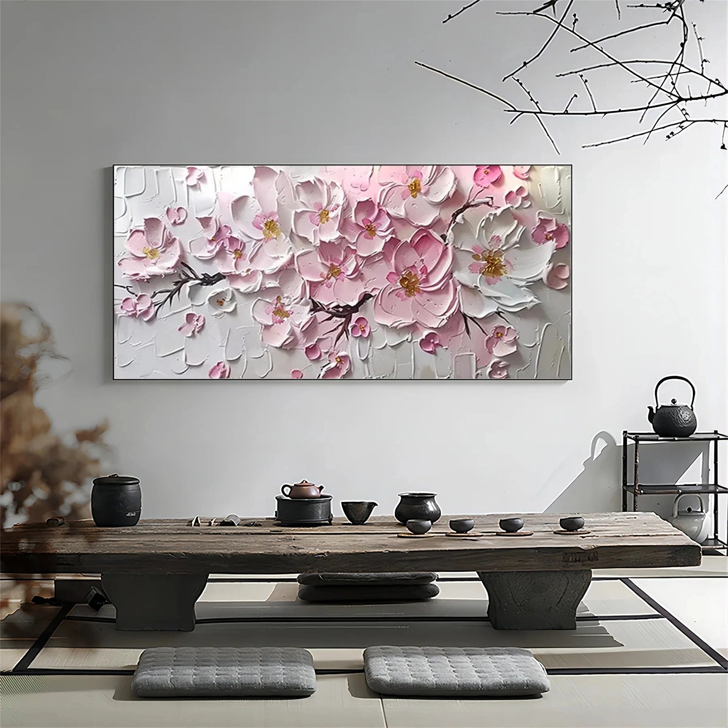 Abstract Flower And Tree Textured Canvas Art  #MF143