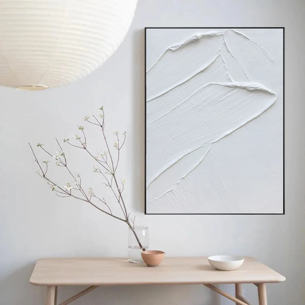 White Minimalist Textured Wall Art #WM025
