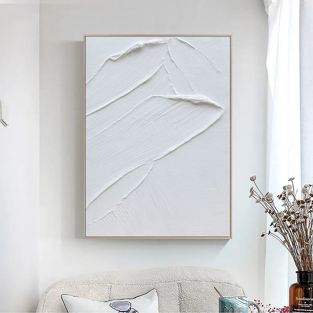 White Minimalist Textured Wall Art #WM025