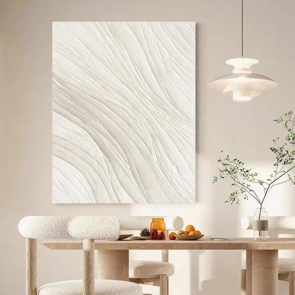 White Minimalist Textured Wall Art #WM054