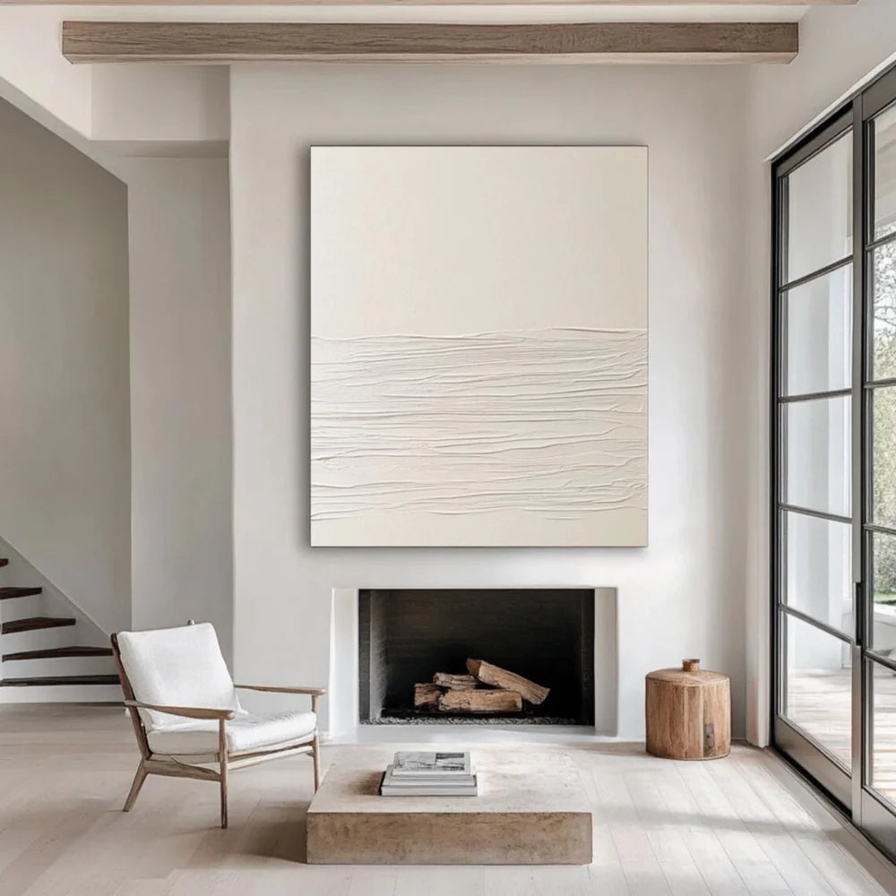White Minimalist Textured Wall Art #WM055