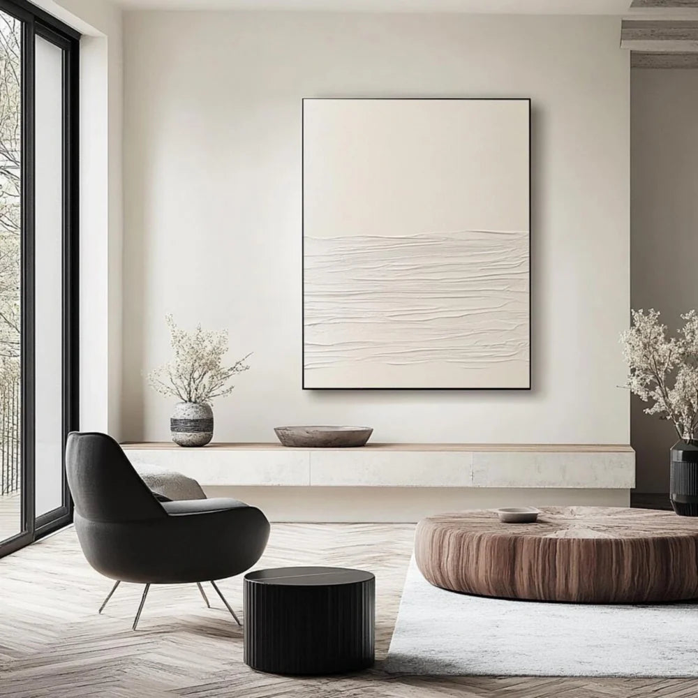 White Minimalist Textured Wall Art #WM055