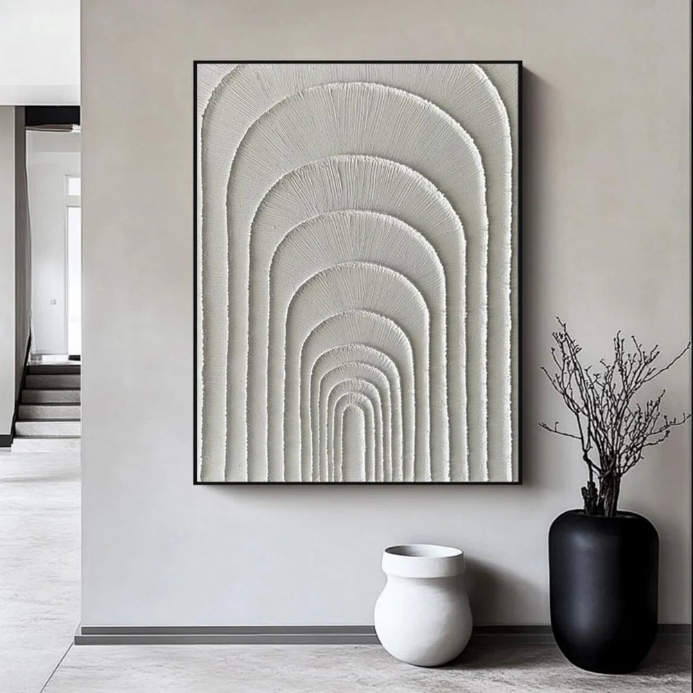 White Minimalist Textured Wall Art #WM056