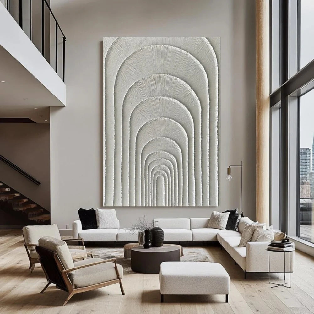 White Minimalist Textured Wall Art #WM056