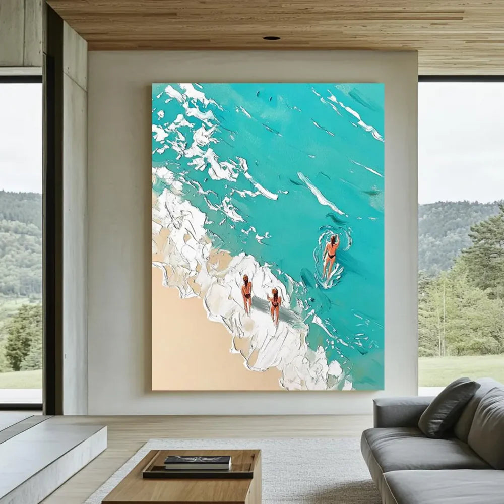 Swimming Sport Textured Canvas Painting #PB022