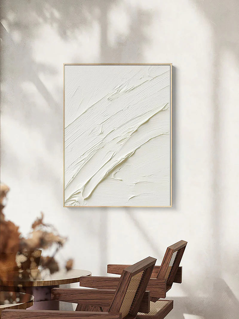White Minimalist Textured Wall Art #WM048