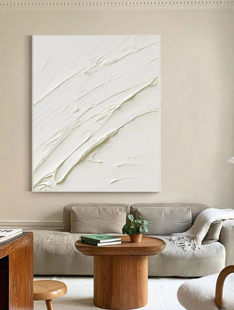 White Minimalist Textured Wall Art #WM048