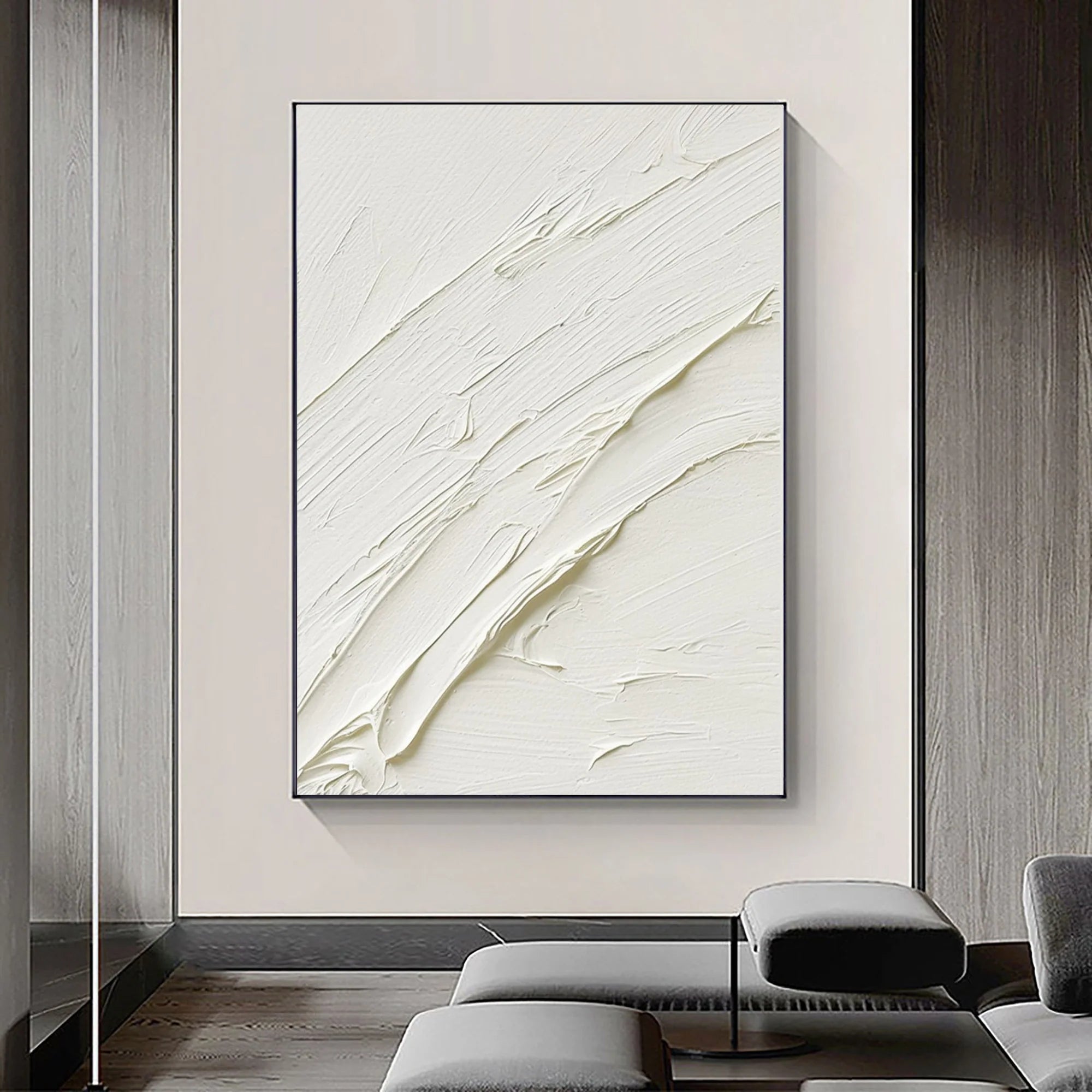 White Minimalist Textured Wall Art #WM048
