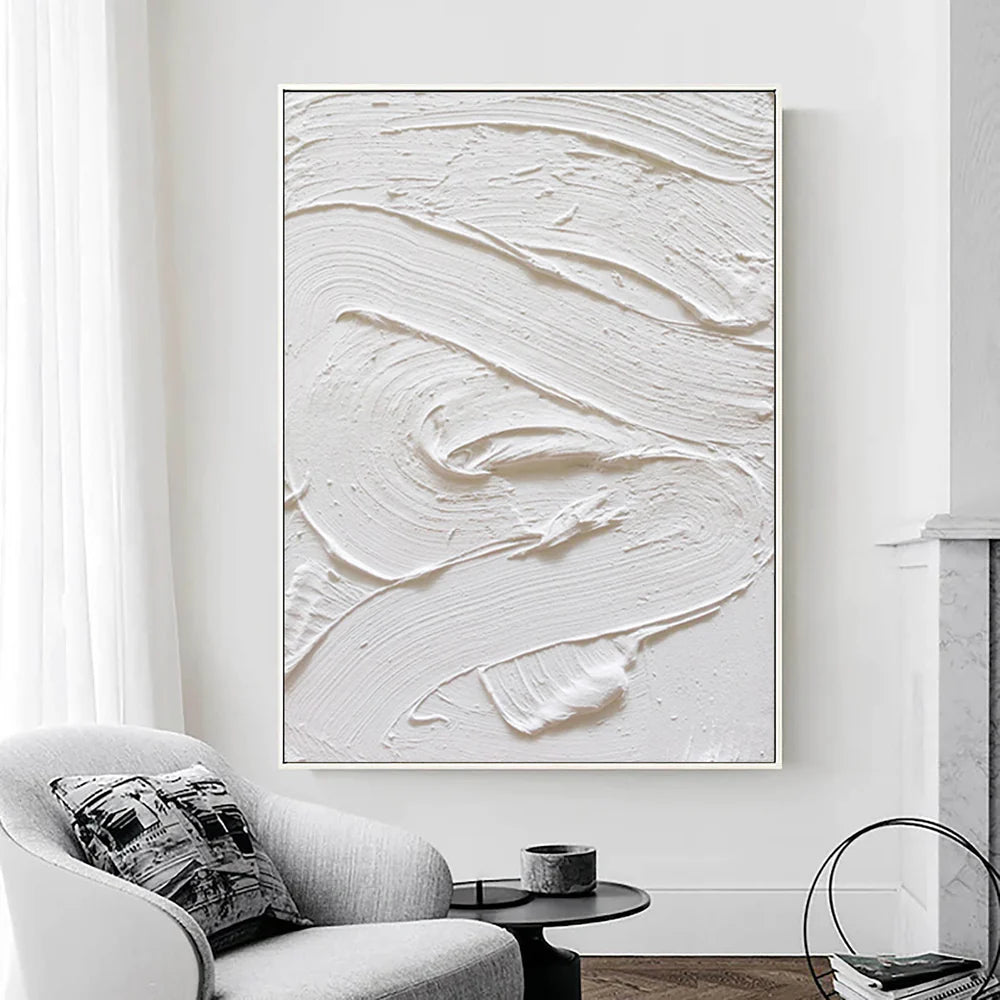 White Minimalist Textured Wall Art #WM026