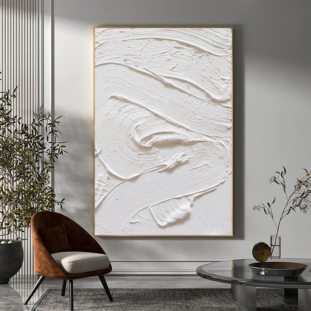White Minimalist Textured Wall Art #WM026
